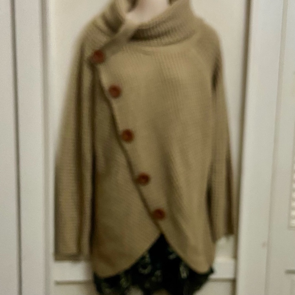 Grecerelle Beige Knitted Tunic Blouse or Mini Sweater Dress (L)